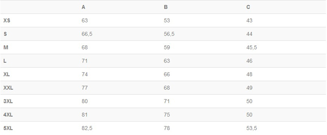 Maattabel vest K9 Shop