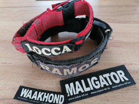 naamlabels op de halsbanden