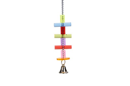 beeztees hangspeeltje staaf+bel - vogelspeelgoed - 23 cm