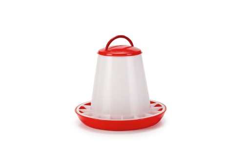 Voersilo+Deksel - Vogel - Plastic - Rood"Wit - 3Kg