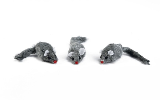 Afbeelding Pluche muisjes 3 stuks kattenspeelgoed - Grijs door K-9 Security dogs