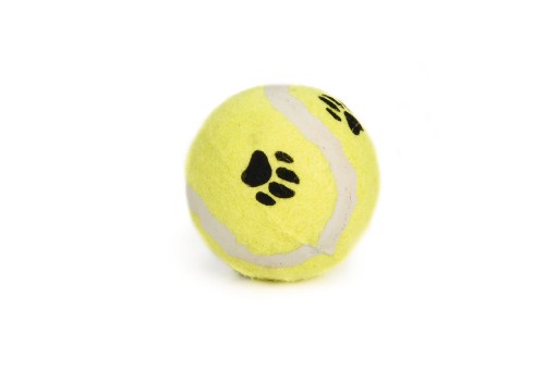 Afbeelding Tennisbal met pootprint hondenspeeltje geel 6.5 cm door K-9 Security dogs