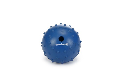 Afbeelding Rubber bal massief met bel hondenspeeltje blauw 7 cm door K-9 Security dogs