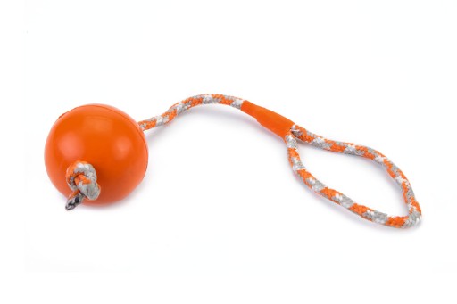Afbeelding Rubberen bal aan koord hondenspeeltje oranje 30 cm door K-9 Security dogs