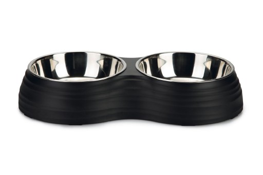 beeztees rimpu - dinerset hond - melamine - zwart - 2x700 ml