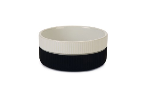 Beeztees Voer- en Drinkbak Bik - Kat - Keramiek+Silicone - Wit Zwart - 11,5cm - 350 ml