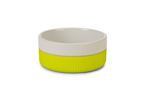 beeztees voer- en drinkbak bik - kat - keramiek+silicone - wit groen - 11,5cm