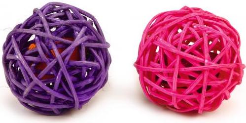 Beeztees Rotan Bal+Catnip - Kattenspeelgoed - Paars"Roze - 2ST