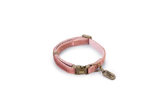 designed by lotte velura - kattenhalsband - roze - fluweel - 20- 30cmx10mm