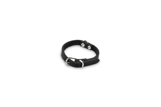 Beeztees - Halsband Hond - Leer - Zwart - 17,5-22,5 cm x 10 mm