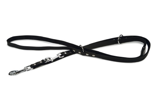 Afbeelding Lederen dressuurlijn zwart - 240 cm x 18 mm door K-9 Security dogs