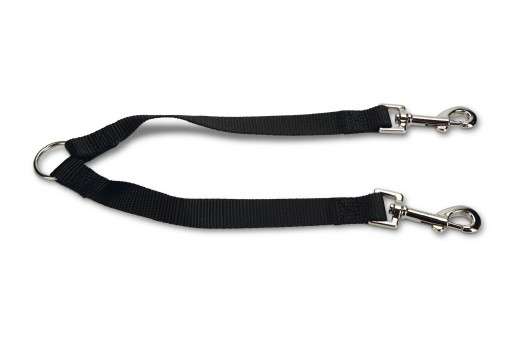 Afbeelding Hondenriem nylon koppelstuk duo 25cm x 20mm zwart door K-9 Security dogs