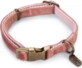 Designed by Lotte Velura - Hondenhalsband - Fluweel - Roze - 26- 40cmx15mm afbeelding