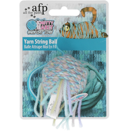 Afbeelding All For Paws Knotty Habit Yarn String Ball - Kattenspeelgoed - Ø4 cm Roze Lichtblauw Geel door K-9 Security dogs