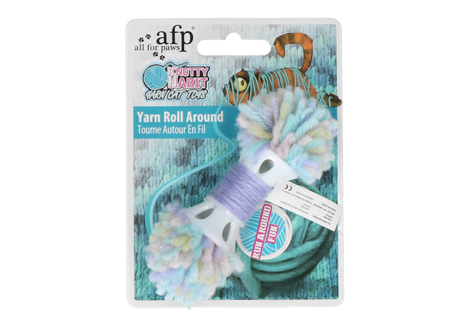 All For Paws Knotty Habit Yarn Roll Around - Kattenspeelgoed - 11x4x3 Multi-Color
