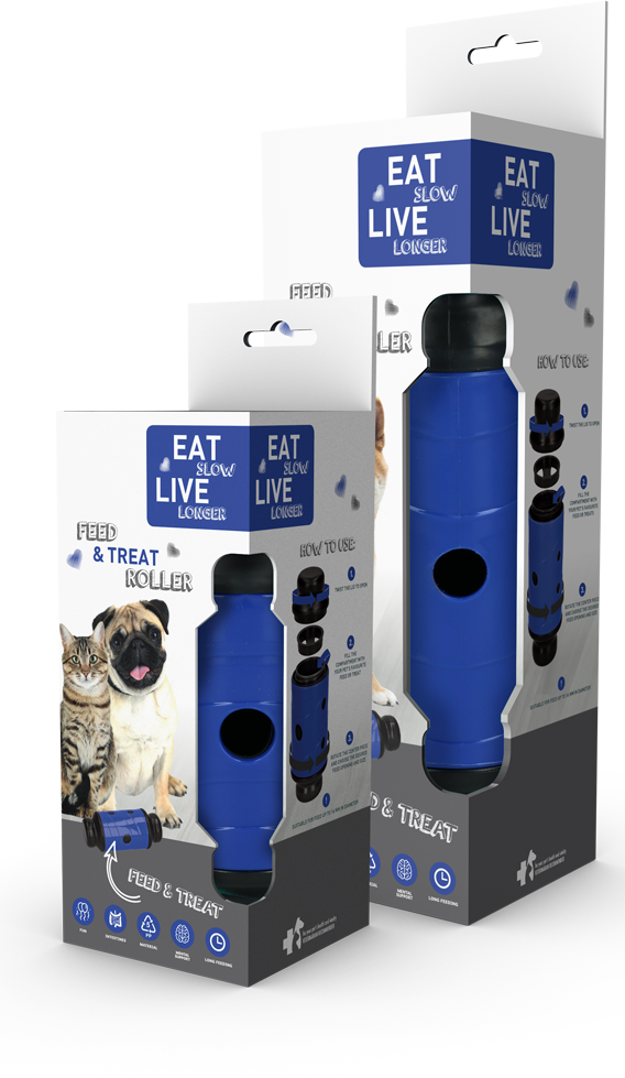Afbeelding Eat Slow Live Longer - Feed and Treat - Blauw door K-9 Security dogs