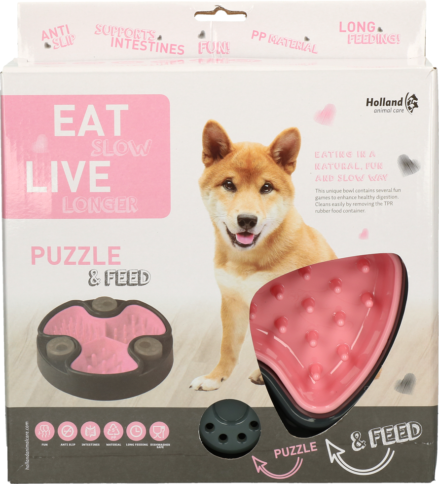 Afbeelding Eat Slow Live Longer Puzzle and Feed Grey door K-9 Security dogs