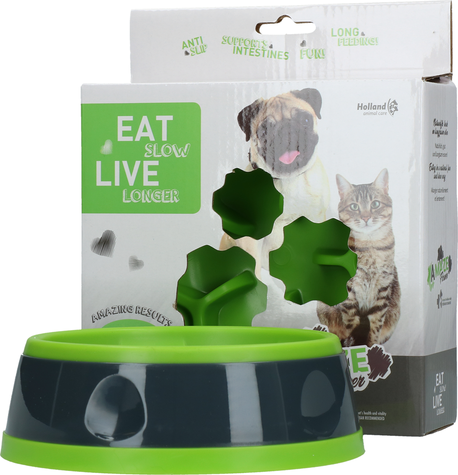 Afbeelding Eat Slow Live Longer Anti-Schrok Voerbak Flower Groen - Hondenvoerbak - 13 cm door K-9 Security dogs