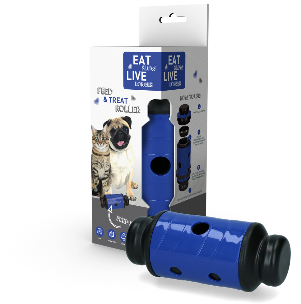 Afbeelding Eat Slow Live Longer - Feed and Treat - Blauw door K-9 Security dogs