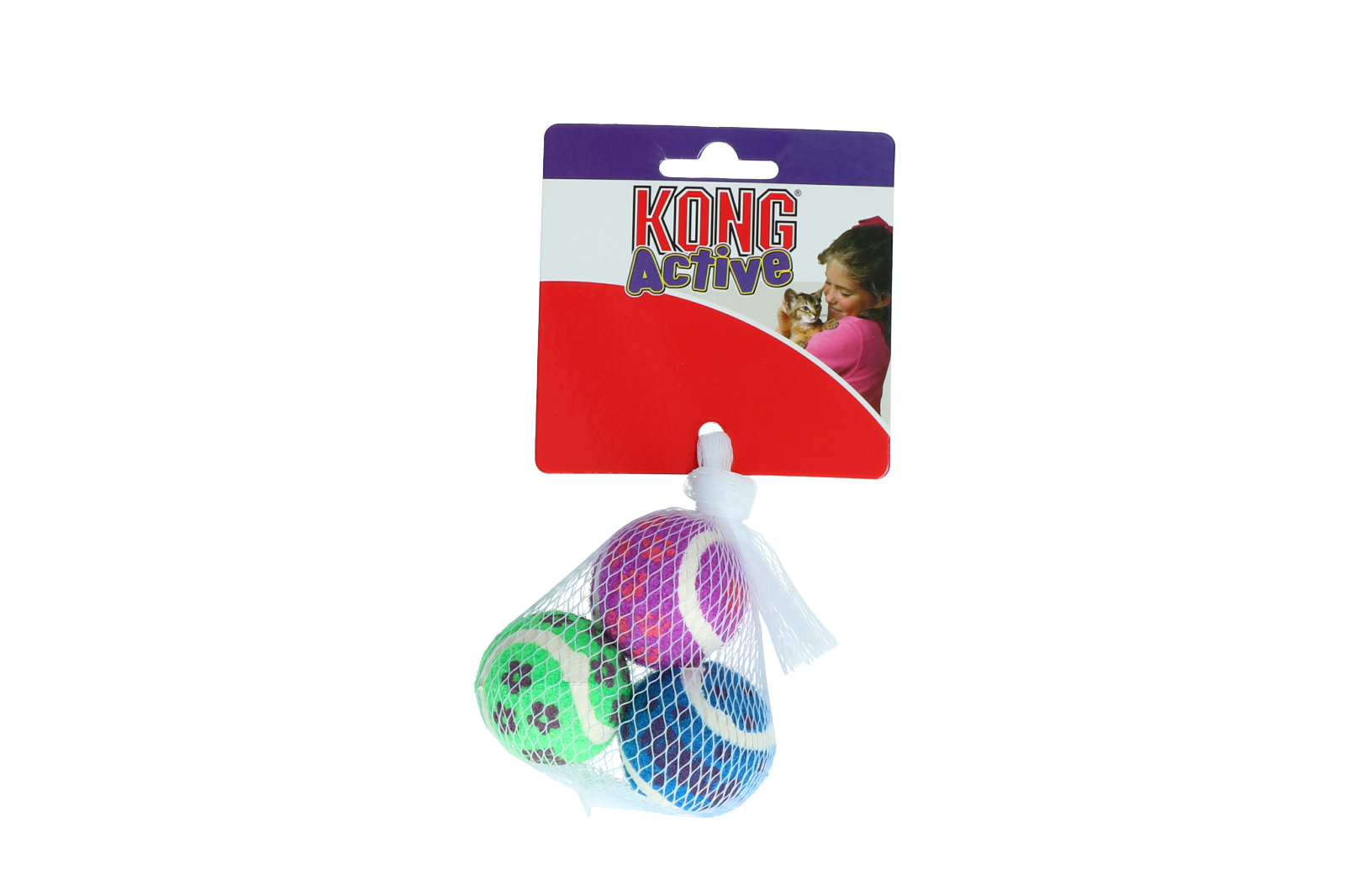 Kong kat tennisballen met bellen 4x4x4 cm