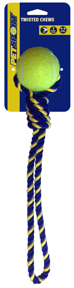 Petsport Knotted Cotton Rope Tug with Tuff Ball - 38 x 6 cm