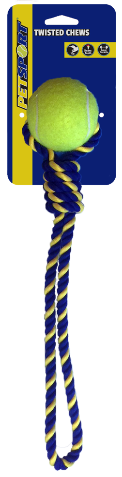 Afbeelding Petsport Knotted Cotton Rope Tug with Tuff Ball - 38 x 6 cm door K-9 Security dogs