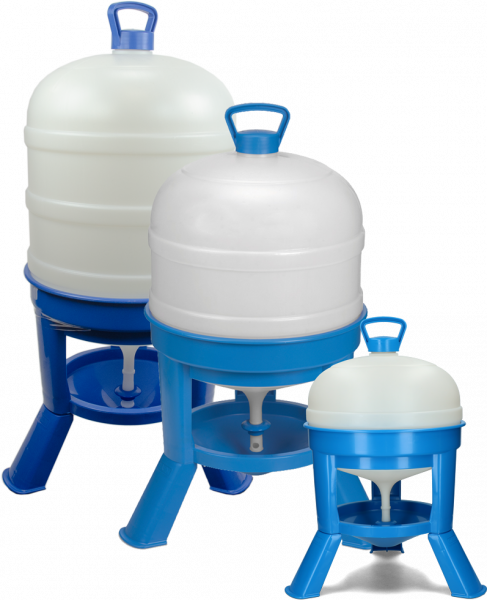 Pluimvee Drinktoren 20 L Blauw Met Sifon Op Pootjes afbeelding