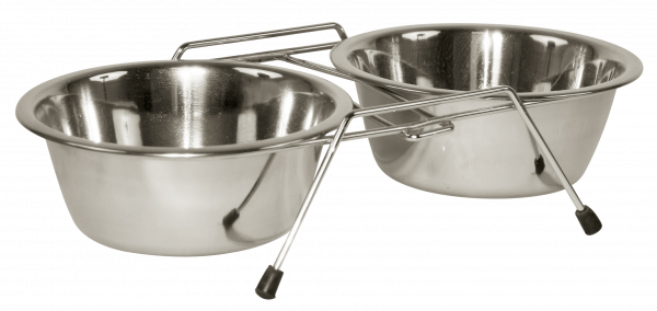 Rvs Voerbak Twin Feeder 2 X 450 Ml