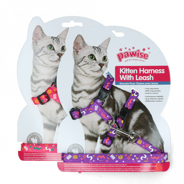 Pawise Kitten Harness Leash-Pink"Purple