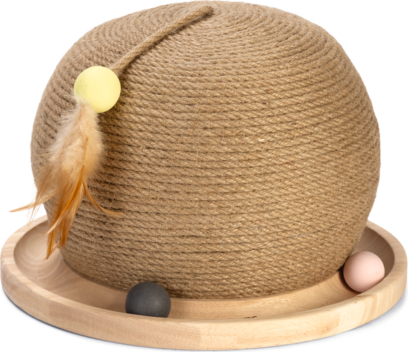 Designed by Lotte Krab- en Speelbol Mila - Kattenspeelgoed - Hout - Bruin - 29,5x29,5x22 cm