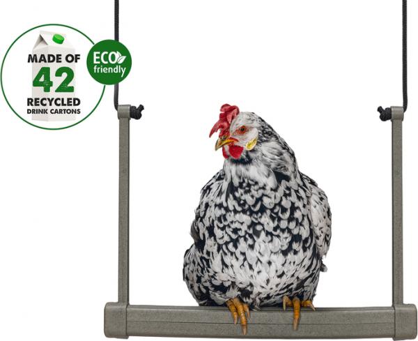 Beeztees Kippenschommel - Kippen Accessoires - 100% Gerecycled Plastic - Grijs"Groen - 40x5x30 cm inclusief 2x2m touw afbeelding