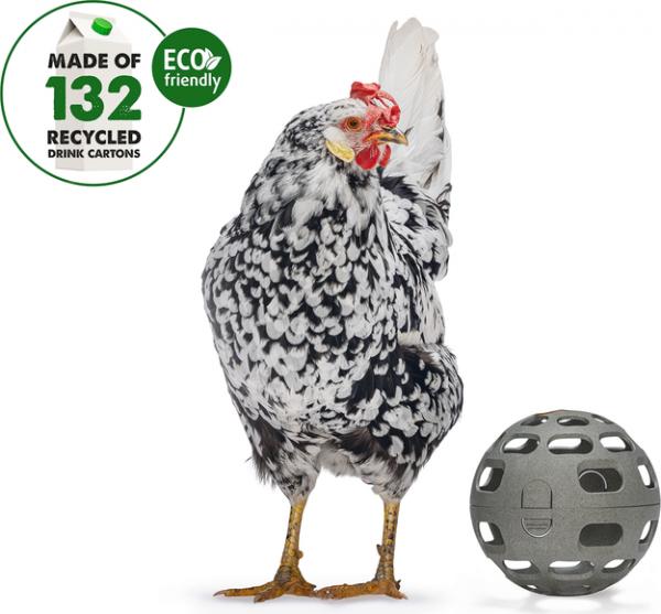 Beeztees Snackbal - Kippen Accessoires - 100% Gerecycled Plastic - Grijs"Groen - Dia 15 cm