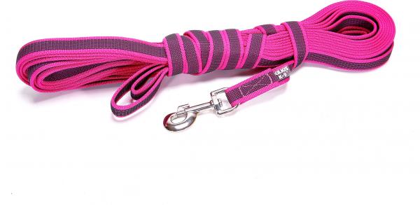 Lange lijn hond - Antislip - 20mm x 10m - Met handvat - Roze afbeelding