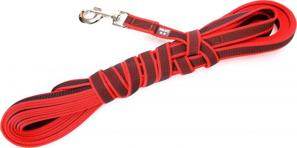 Lange lijn hond - Antislip - 20mm x 10m - Met handvat - Rood afbeelding