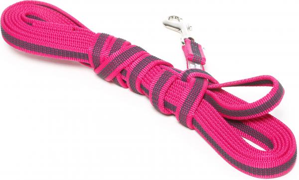 Lange lijn hond - Antislip - 14mm x 5m - Met handvat - Roze afbeelding