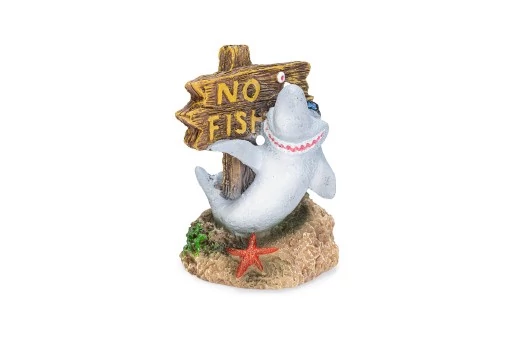 Beeztees no fishing haai - aquarium ornamenten - polyresin - 7x6x8,5 cm