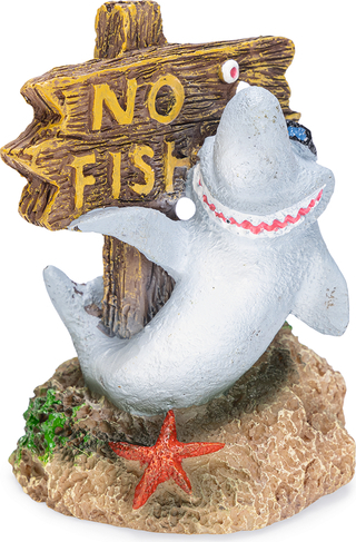 Beeztees No Fishing Haai - Aquarium Ornamenten - Polyresin - 7x6x8,5 cm