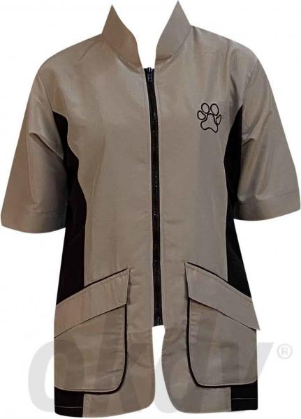 Trimshirt korte mouw beige