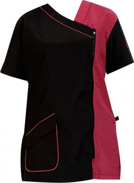 Trimshirt k.mouw zwart"fuchsia, zijsluiting - Maat 2XL afbeelding