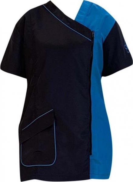 Trimshirt k. mouw licht- en donkerblauw, zijsluiting - Maat M