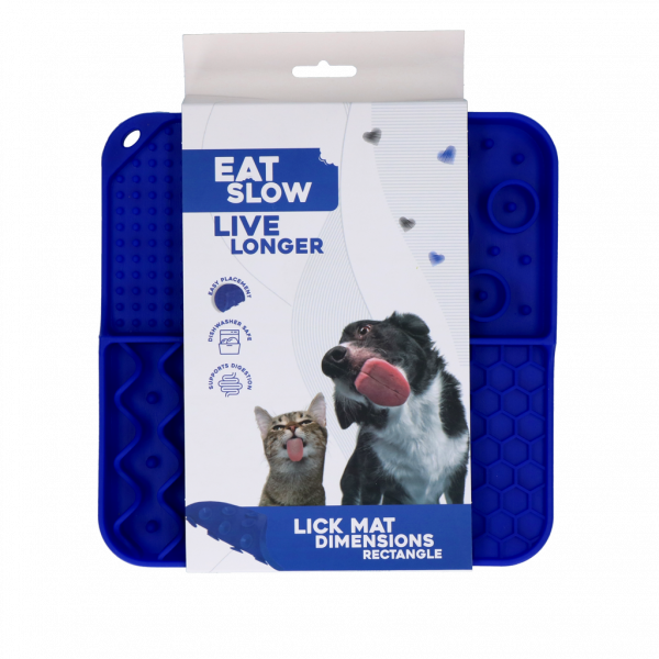 Eat Slow Live Longer - Likmat vierkant - Blauw