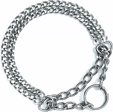 Dubbele ketting met stop - Kleine schakel - Verchroomd