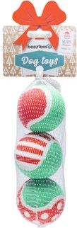 Beeztees kerst tennisballen voor honden - 3st