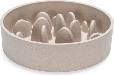 Designed by Lotte Anti Schrokbak Pom - Hondenvoerbak - Bamboo - Beige - 17 cm - 800 ml afbeelding