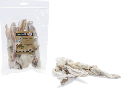 Beeztees Konijnenoren met haar - Hondensnack - 100 gram