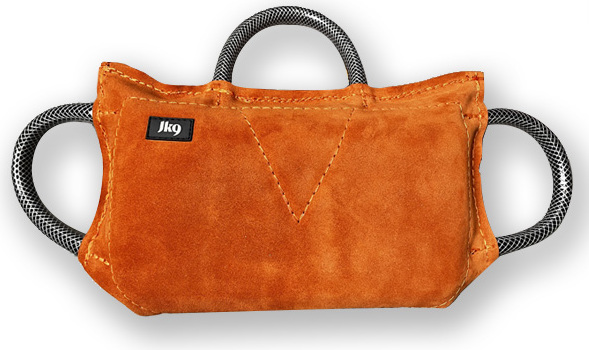 Julius-K9 - Bijtkussen leer soft - 3 tuinslang handvaten - 35x20x6,4cm