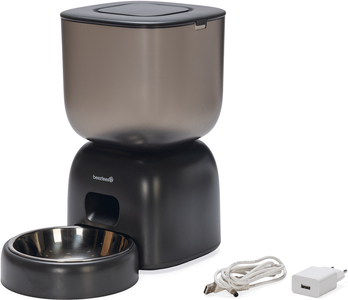 Beeztees Chris - Smart Voerbak Kat - Plastic - Antraciet - 32x32,7x8,7 cm - 3 liter