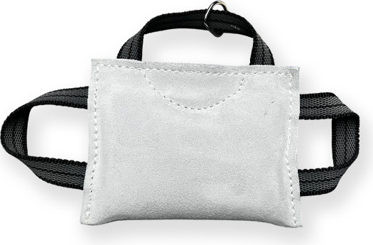 Bijtkussen mini - chroomleer - drie handvaten - 13cm x 16cm afbeelding