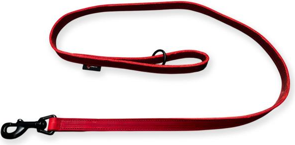 Hondenriem vetleer - Rood - Met handvat afbeelding
