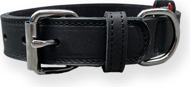 Bonezz halsband vetleer - Dubbel gestikt - Zwart - Diverse afmetingen afbeelding